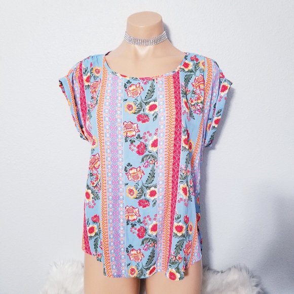 'PINK ROSE VINTAGE'  floral print blouse top - Picture 1 of 4